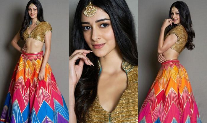 Ananya Pandey Wears Abu Jani Sandeep Khoslas Colourful Lehenga Looks Equal Parts Cute And Hot 