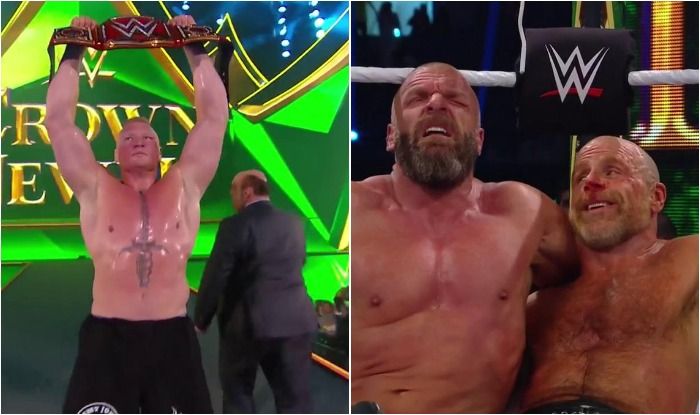 WWE Crown Jewel 2018 Results Brock Lesnar Stuns Braun Strowman to Regain Universal Title, Shawn Michaels And Triple H Beat Undertaker and Kane in Tag Team Match, Shane McMahon Lifts WWE World
