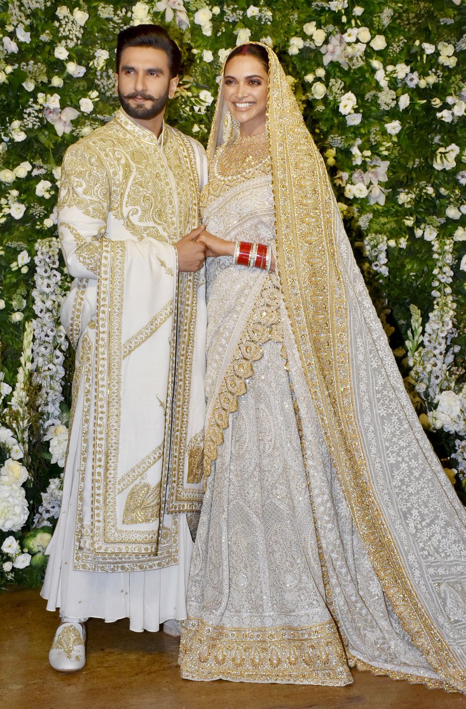 Ranveer Singh-Deepika Padukone Wear Ivory And Gold Abu Jani-Sandeep Khosla  Outfits at Their Mumbai Wedding Reception And Nail Every Bit of it, See  Pics