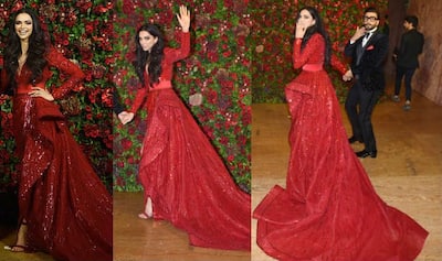 deepika red wedding dress From Deepika Padukone's ravishing red lehenga to Alia Bhatt's gilded ivory  sari, take your pick from the most trending bridal colours. Get inspired by  Bollywood's top wedding looks to create your own