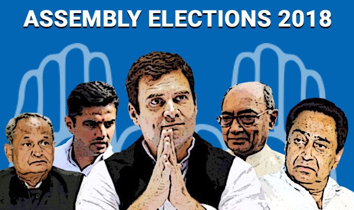 Assembly Election Results: Congress Wins 2, Ahead in 1; Clear Verdicts in Chhattisgarh, Rajasthan; Madhya Pradesh Hangs in Balance