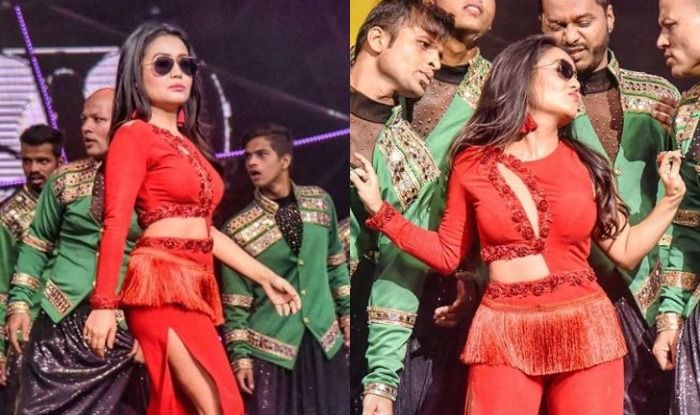 Neha Kakkar Looks Hot In Red High Slit Dress As She Puts On Her Kala Chashma See Pics 