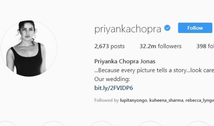 Priyanka Chopra Officially Changes Her Name to 'Priyanka Chopra Jonas' on  Her Instagram Handle