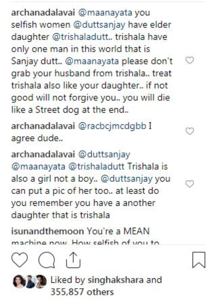 Sanjay Dutt Trolled For Wishing Only Iqra And Not Trishala in His ...