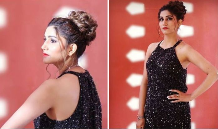 Haryanvi Sexy Dancer Sapna Choudhary Looks Sizzling Hot In Shimmery Black Gown And Red Lips In