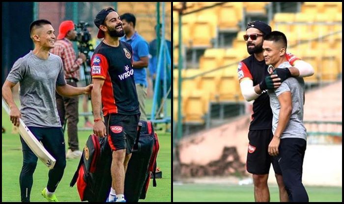 Virat Kohli Introduces Sunil Chhetri to RCB Players at MA Chinnaswamy Ahead of IPL 2019 Virat Kohli Sunil Chhetri