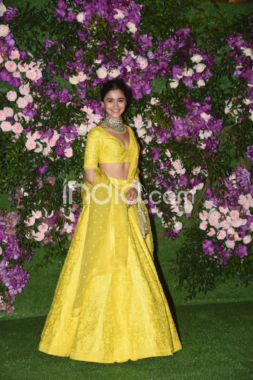 Buy Alia Bhatt Neon Green Embroidery Silk Wedding Lehenga Choli Online