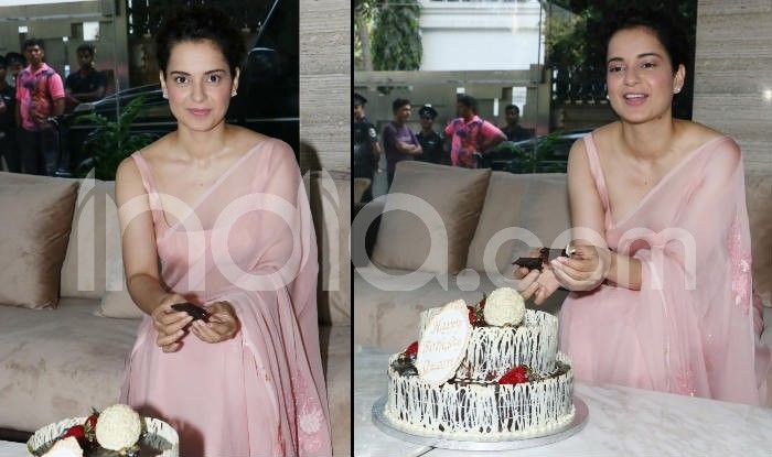 Kangana Ranaut Cuts Her Birthday Cake With The Media Kangana Ranaut Cuts Her Birthday Cake With The Media