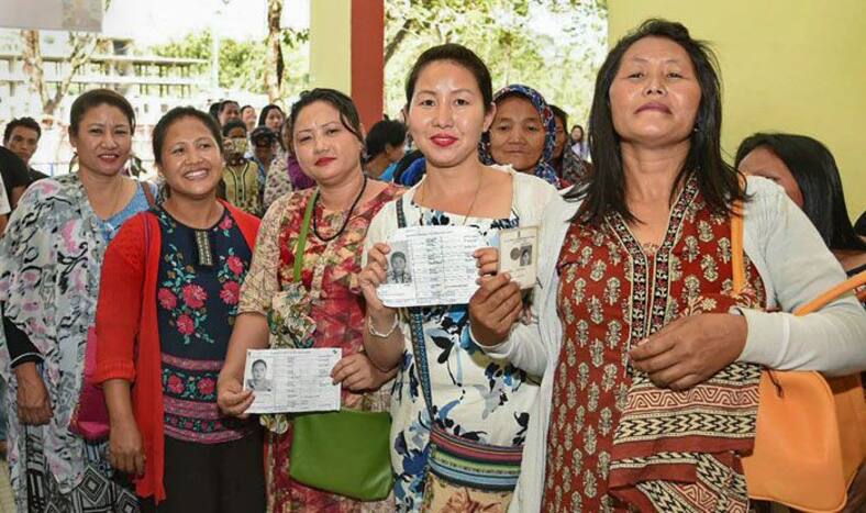 Voters waiting in line in Arunachal Pradesh