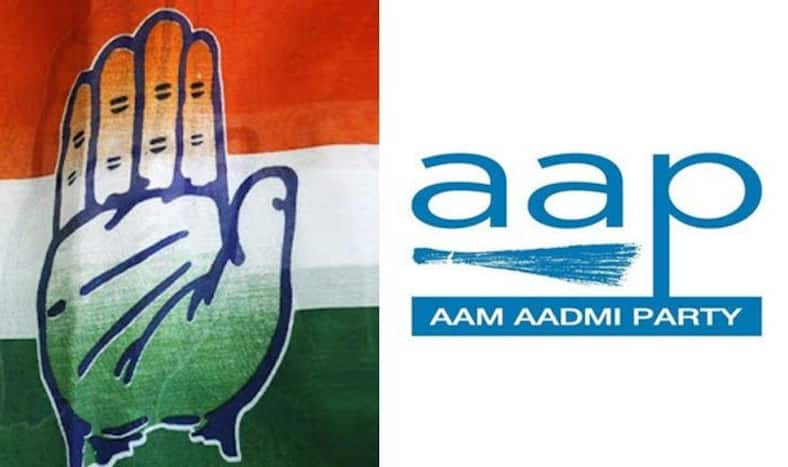 Congress and Aam Aadmi Party logos
