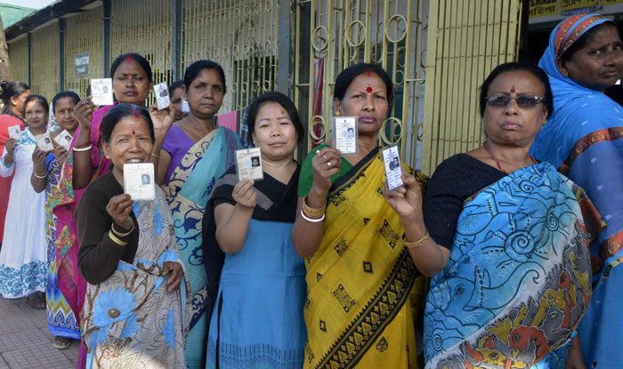 Voters waiting in line in Cooch Behar