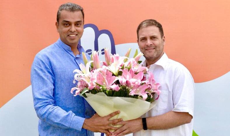 Milind Deora with Congress president Rahul Gandhi