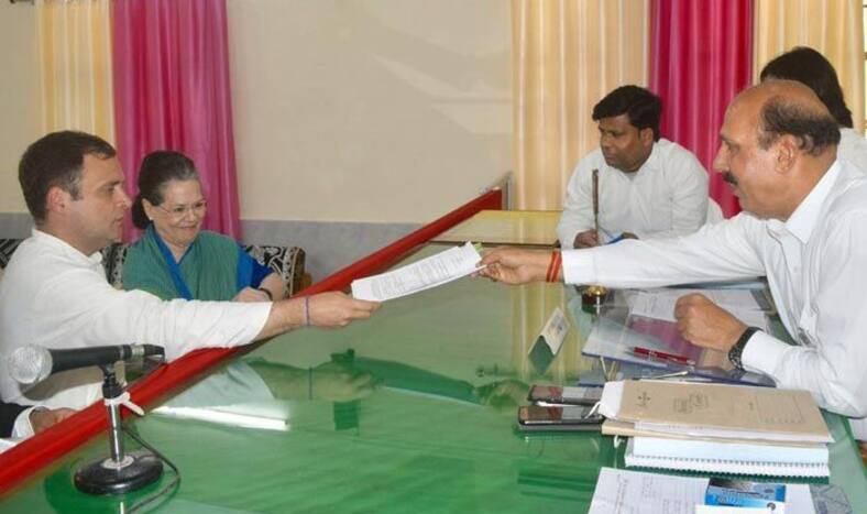 Rahul Gandhi filing nomination in Amethi