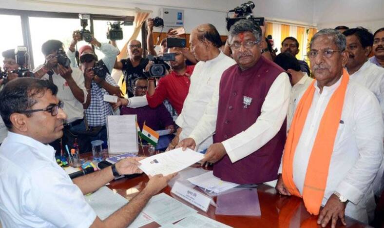Union Minister Ravi Shankar Prasad filing nomination