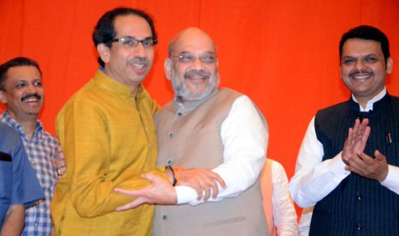 Uddhav Thackeray with Amit Shah