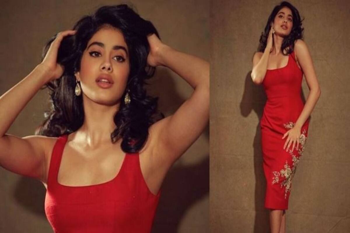 Janhvi Kapoor Sizzles in Red Bodycon Embroidered Dress, See Pictures