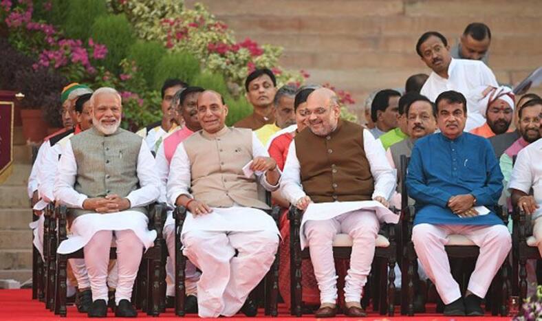 BJP leaders Narendra Modi, Rajnath Singh, Amit Shah and Nitin Gadkari