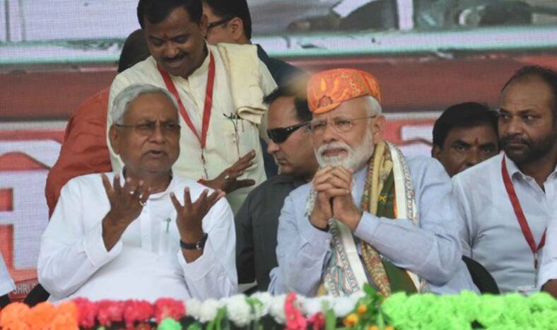 Bihar CM Nitish Kumar with PM Narendra Modi. Photo Courtesy: IANS