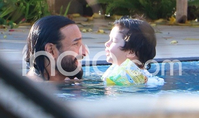 Saif Ali Khan And Taimur Ali Khan Beat The Heat as They Take a Dip in ...