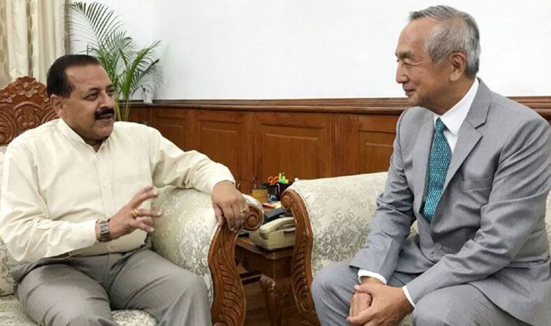 Japan's Ambassador to India Kenji Hiramatsu with Union Minister Jitendra Singh. Photo Courtesy: IANS