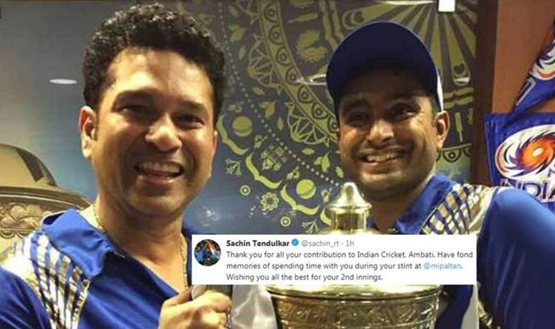 Sachin Tendulkar, Sachin Tendulkar wished Rayudu, Ambati Rayudu, Ambati Rayudu retires, Ambati Rayudu retires from all form of cricket, Ambati Rayudu retires from international cricket, Ambati Rayudu dropped, Ambati Rayudu BCCI, BCCI, ICC World Cup 2019, Indian team, Twiter reacts, twitter says sorry to Ambati Rayudu, Twitter Ambati Rayudu, ICC Cricket World Cup 2019, 2019 ICC CWC