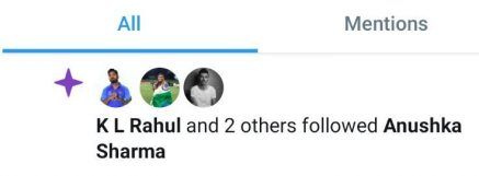 KL Rahul and Yuzvendra Chahal followed Anushka Sharma on Twitter (Screenshot)