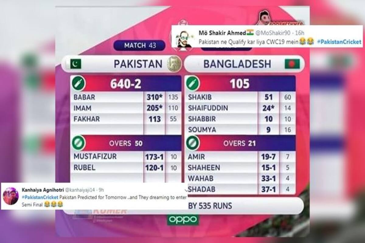 Optimistic Pakistan Fans Come Up With Scorecard Of Bangladesh 19 Icc Cricket World Cup Match And It Has Become A Viral Meme See Posts India Com