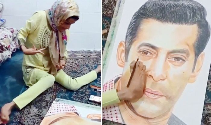 Salman Khan Goes All Emotional as Differently-Abled Fan Paints His Portrait With Her Legs Salman Khan Goes All Emotional as Differently-Abled Fan Paints His Portrait With Her Legs
