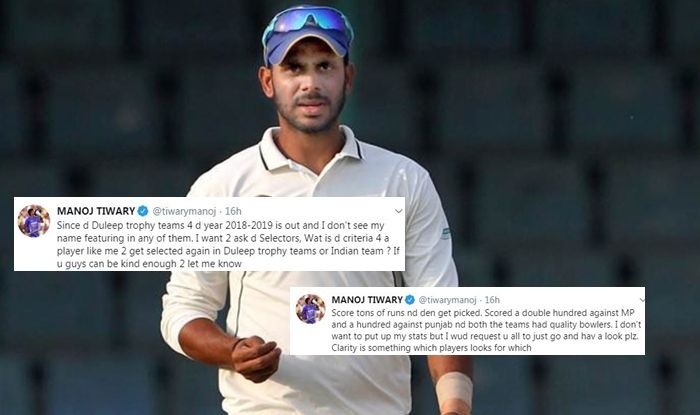 'Frustrated' Manoj Tiwary Slams Board, Asks For Clarity Of Why He Was ...