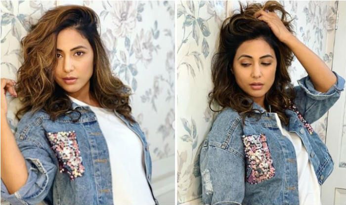 Television Hottie Hina Khan Looks Nothing Less Than Stunner In White Dress And Denim Jacket India Com