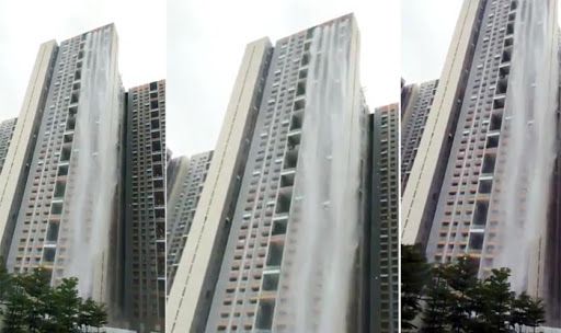 Cuffe Parade Skyscrapper Turns Into Waterfall, Thanks to Mumbai Rains Cuffe Parade Skyscrapper Turns Into Waterfall, Thanks to Mumbai Rains