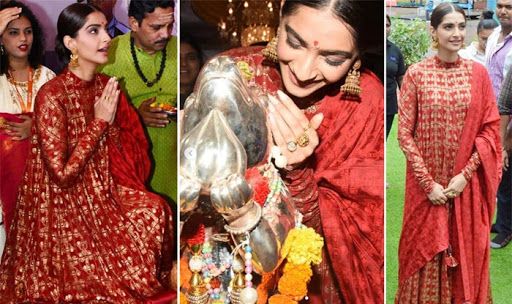 Sonam Kapoor Slays Red Hot Look as She Seeks Blessings For The Zoya Factor Sonam Kapoor Slays Red Hot Look as She Seeks Blessings For The Zoya Factor