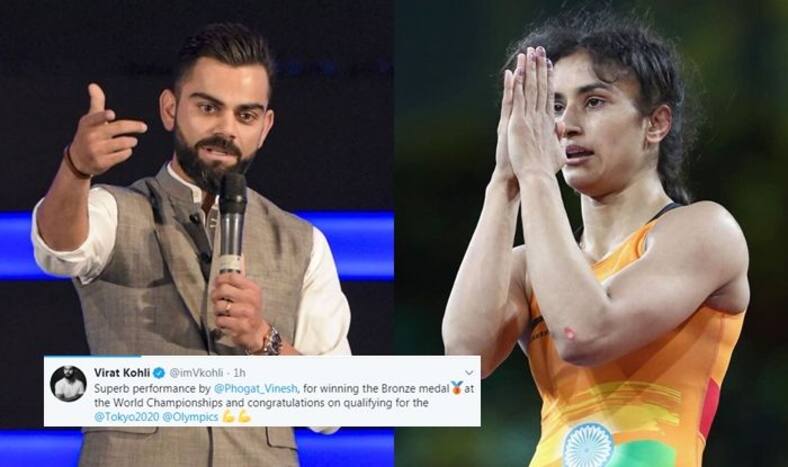 Virat Kohli congratulates Vignesh Phogat on twitter for winning bronze medal at World Wrestling Championship, Virat Kohli congratulates Vignesh Phogat for securing Olympic berth, Kohli congratulates Phogat, Vinesh Phogat wins bronze medal at World Wrestling Championship, Vinesh Phogat scures olympic berth for Tokyo 2020, Vinesh Phogat, World Wrestling Championship, Tokyo Olympics 2020, Virat Kohli official twitter, Virat Kohli Twitter, Virat Kohli social media