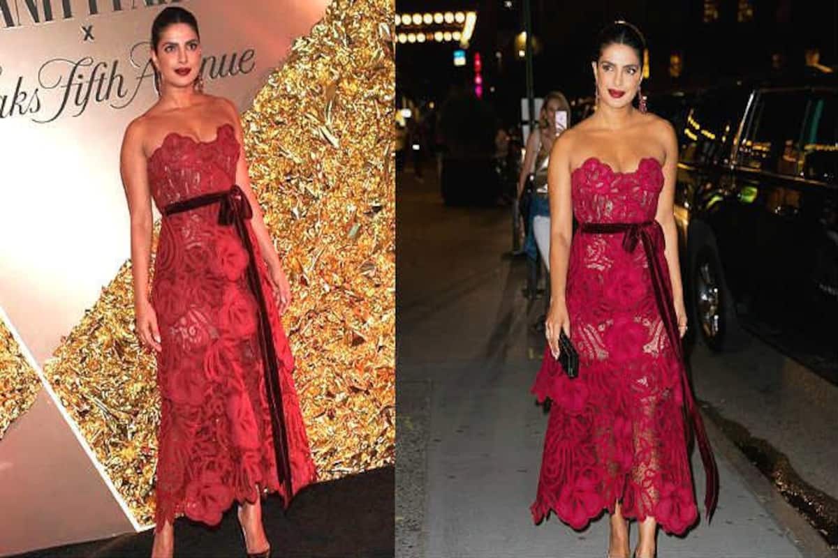 Priyanka Chopra in Red Lace Gown at Vanity Fair Party is What You Call  Style With Elegance