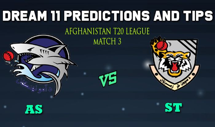Dream11 team amo sharks vs speen ghar tigers match 3 afghanistan t20 league 2019
