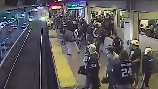 Dramatic Video Shows Man Being Pulled From Tracks Seconds Before Train ...