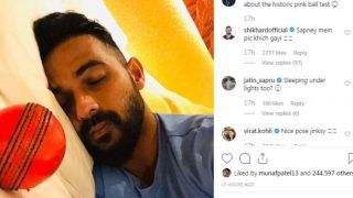 डे-नाइट टेस्ट से पहले अजिंक्य रहाणे के सपने में आया गुलाबी गेंद, कोहली और धवन ने किए मजेदार कमेंट्स डे-नाइट टेस्ट से पहले अजिंक्य रहाणे के सपने में आया गुलाबी गेंद, कोहली और धवन ने किए मजेदार कमेंट्स