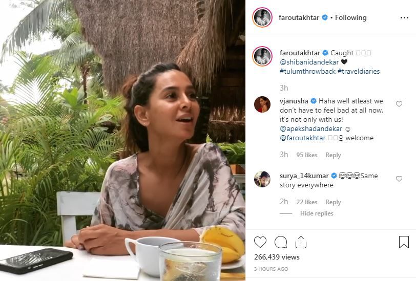 VJ Anusha Dandekar's comment on Farhan Akhtar's Instagram post