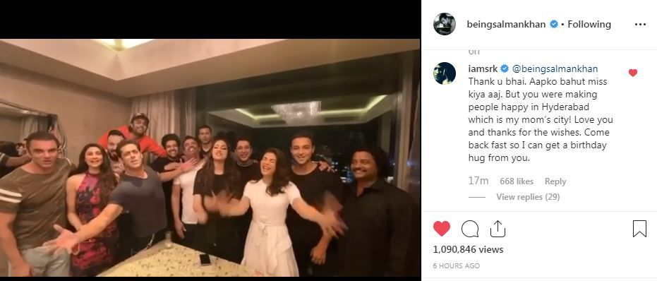Shah Rukh Khan accepts birthday wish from Salman Khan on Instagram post