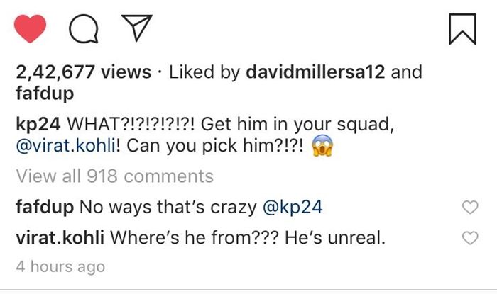 kevin pietersen, kevin pietersen requests Virat Kohli, kevin pietersen Virat Kohli, Kevin Pietersen Instagram, Virat Kohli kevin pietersen, Pietersen's strange request to Kohli, kevin pietersen wife, kevin pietersen stats, kevin pietersen news, kevin pietersen heaps praise on Kohli, Pietersen lauds Kohli, kevin pietersen Virat Kohli bromance, Virat Kohli stats, Virat Kohli century, Virat Kohli image, Virat Kohli net worth, Virat Kohli news, Virat Kohli brand, Virat Kohli vs West Indies, India vs West Indies 2019, India vs West Indies 2019 ODI series, Latest Cricket News, India vs West Indies ODI 2019, Pietersen's request to Kohli to include toddler in India squad