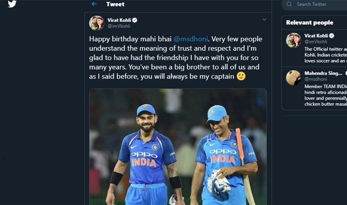 Virat Kohlis Touching Tribute To Ms Dhoni Is The Most Retweeted Sports Related Tweet Of 19 See Post