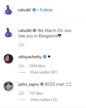 Ind vs Aus: Athiya Shetty Heart Reaction to KL Rahuls Instagram Post ...