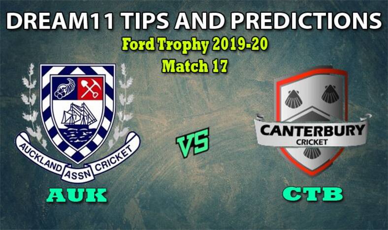 AUK vs CTB Dream11 Team Prediction Ford Trophy 2019-20: Captain And Vice-Captain, Fantasy Cricket Tips Auckland vs Canterbury Match 17 at Colin Maiden Park, Auckland 3:30 AM IST