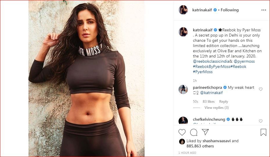 Parineeti Chopra's comment on Katrina Kaif's Instagram picture