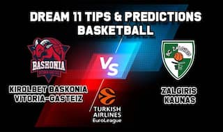 Dream11 Team Prediction Basketball KB vs ZAL Kirolbet Baskonia Vitoria-Gasteiz vs Zalgiris Kaunas, Euro League – Basketball Prediction Tips For Today’s Match Basketball KB vs ZAL at Spain