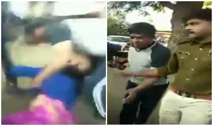 गर्लफ्रेंड से मिलने को रोका तो थाना इंचार्ज ने पत्नी को पुलिस के सामने ऐसे पीटा Video Viral