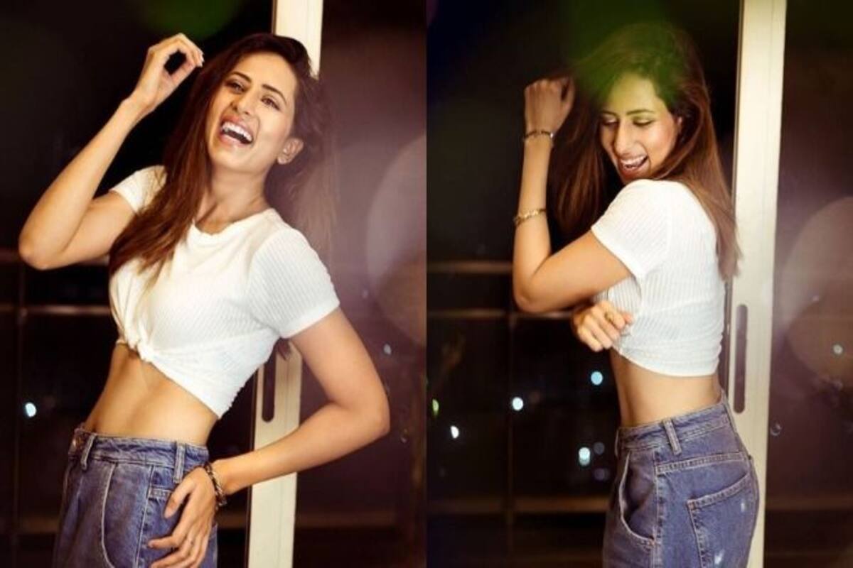 Sargun Mehta's off-duty look consists of a printed bralette, high
