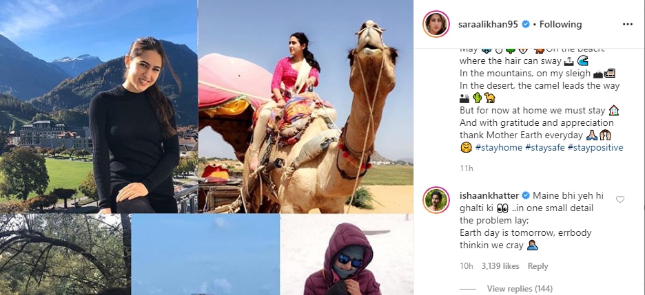 Ishaan Khatter's comment on Sara Ali Khan's picture