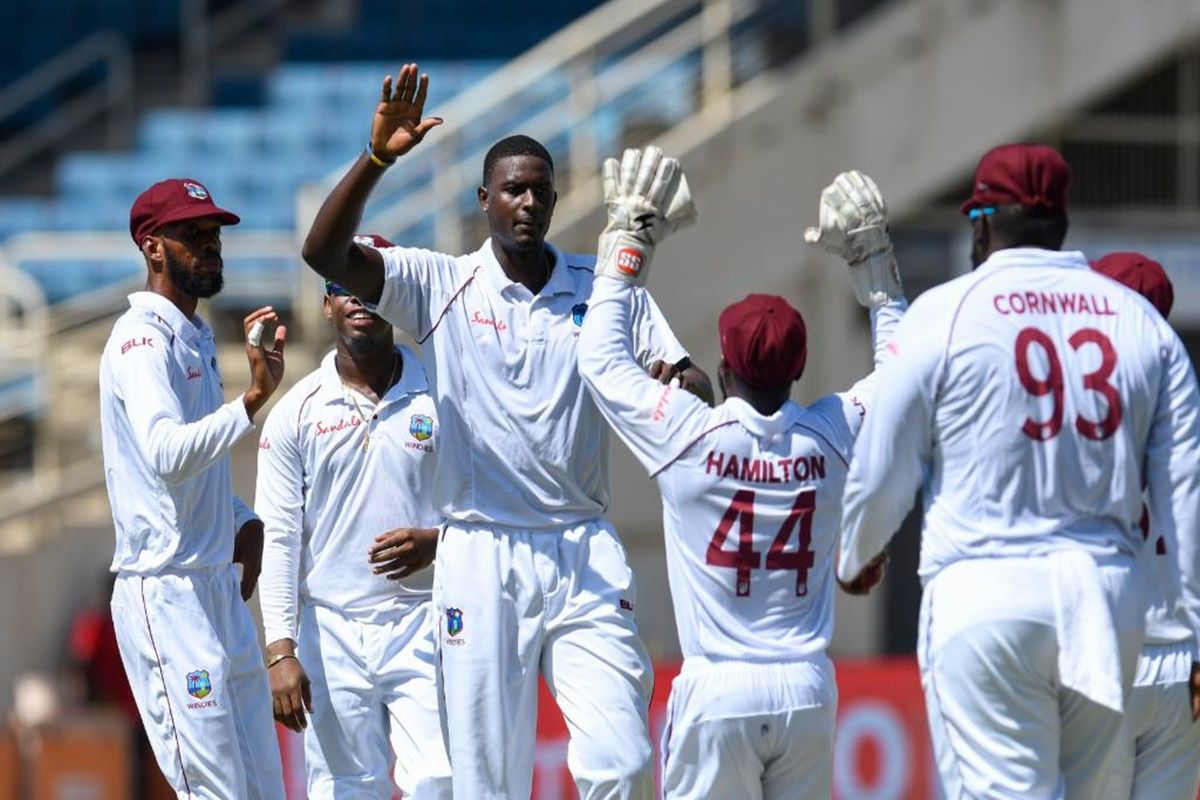 Jason Holder Celebrates Wicket With His Teammates During A Test©ICC Twitter 