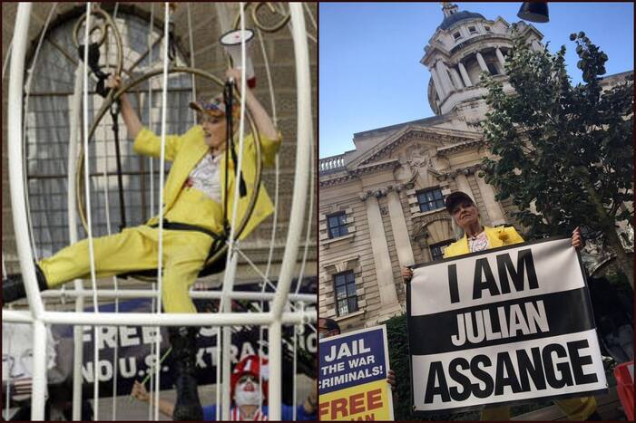 'Free Julian Assange': Fashion Designer-Activist Vivienne Westwood Protests Inside Bird Cage Against Extradition of WikiLeaks Founder to US